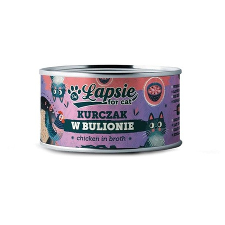 ŁAPSIE FOR CAT MOKRA KARMA DLA KOTA FILET Z KURCZAKA W BULIONIE PUSZKA 12x80g