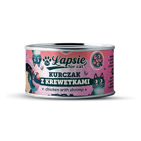 ŁAPSIE FOR CAT MOKRA KARMA DLA KOTA MIX SMAKÓW W BULIONIE PUSZKA 16x80g