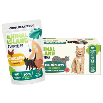 ANIMAL ISLAND EVERYDAY MOKRA KARMA DLA KOTA KURCZAK FILETY W ROSOLE SASZETKI 40x85g