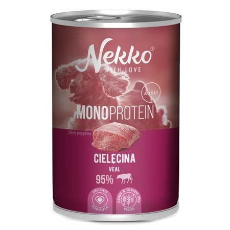 NEKKO MONOPROTEIN ADULT MOKRA KARMA DLA PSA CIELĘCINA 6x400g