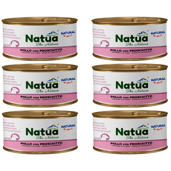 KARMA MOKRA W PUSZCE DLA PSA NATURALNA NATUA KURCZAK Z SZYNKĄ W GALARETCE 6x150g