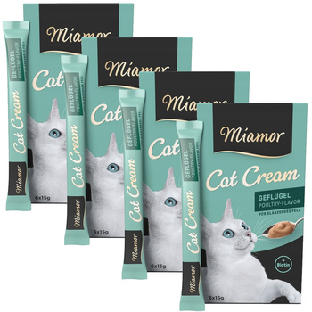 MIAMOR ZESTAW PASTA DROBIOWA BIOTYNA NA SIERŚĆ KOTA 4x (6x15g)