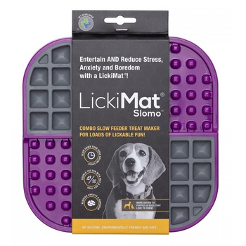 MATA TACKA DO LIZANIA DLA PSA KOTA ANTYSTRESOWA SPOWALNIAJĄCA JEDZENIE LICKIMAT SLOMO FIOLETOWA 20x20cm