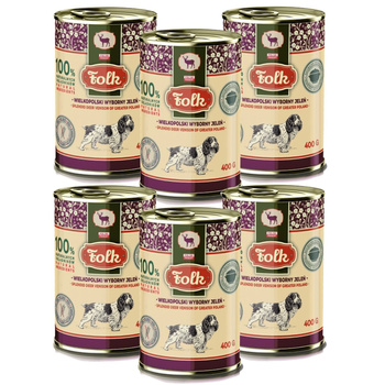 KARMA MOKRA DLA PSA PEŁNOPORCJOWA FOLK WIELKOPOLSKI WYBORNY JELEŃ PUSZKA 6x400g