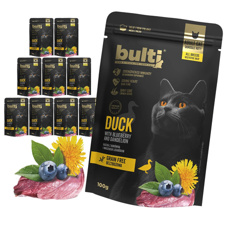 BULTI SUPERFOOD MOKRA KARMA DLA KOTA KACZKA BORÓWKA MNISZEK 100g