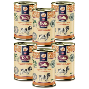 KARMA MOKRA DLA PSA PEŁNOPORCJOWA FOLK STAROPOLSKA UCZTA KRÓLIK PUSZKA 6x400g