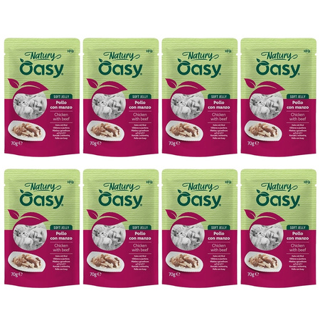 MOKRA KARMA DLA KOTA OASY NATURY SOFT JELLY KURCZAK Z WOŁOWINĄ 8x70g