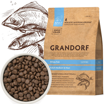 GRANDORF WHITE FISH MEDIUM MAXI ADULT BIAŁE RYBY KARMA DLA PSA 3kg