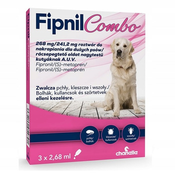 APTUS FIPNIL COMBO L KROPLE NA PCHŁY KLESZCZE DLA DUŻYCH PSÓW 20-40kg PIPETY 3x2,68ml