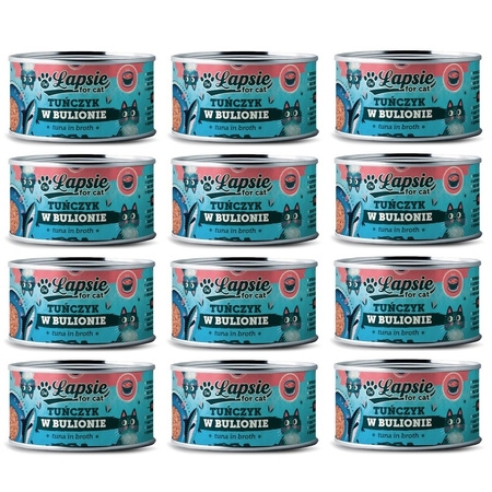 ŁAPSIE FOR CAT MOKRA KARMA DLA KOTA FILET Z TUŃCZYKA W BULIONIE PUSZKA 12x80g