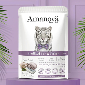 AMANOVA P12 MOKRA KARMA DLA KOTA STERYLIZOWANEGO RYBY INDYK 85g