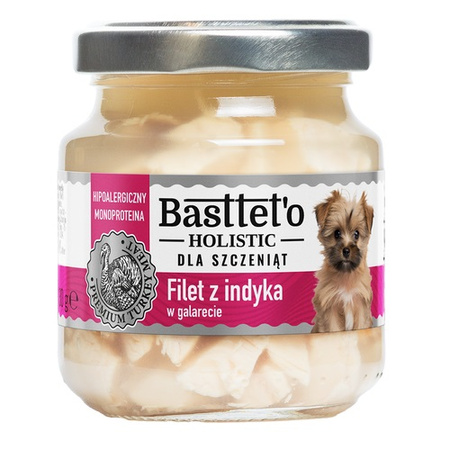 BASTTETO HOLISTIC MONOPROTEINOWA KARMA DLA SZCZENIĄT FILET Z INDYKA W GALARECIE 4x130g