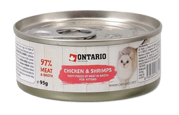 ONTARIO KITTEN KARMA DLA KOCIĄT KAWAŁKI KURCZAKA I KREWETKI 95g