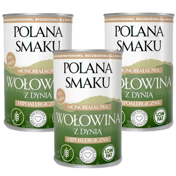 POLANA SMAKU KARMA DLA DOROSŁYCH PSÓW MOKRA WOŁOWINA Z DYNIĄ 3x400g