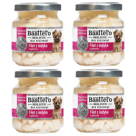 BASTTETO HOLISTIC MONOPROTEINOWA KARMA DLA SZCZENIĄT FILET Z INDYKA W GALARECIE 4x130g