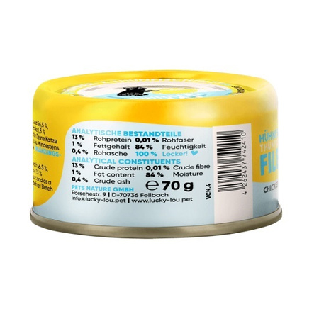 LUCKY LOU EXTRAFOOD KARMA DLA KOTA KURCZAK TUŃCZYK BULION 10x70g
