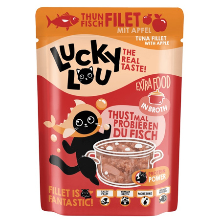 LUCKY LOU EXTRAFOOD KARMA DLA KOTA PRZYSMAK POLEWA TUŃCZYK JABŁKO W SOSIE 70g