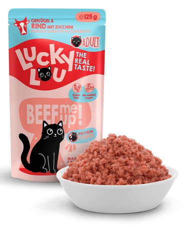 LUCKY LOU LIFESTAGE MOKRA KARMA DLA KOTA POKARM DRÓB WOŁOWINA 8x125g