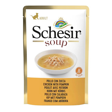 SCHESIR SOUP MOKRA KARMA DLA KOTÓW ZUPA KOTA KURCZAK Z DYNIĄ SASZETKA 85g