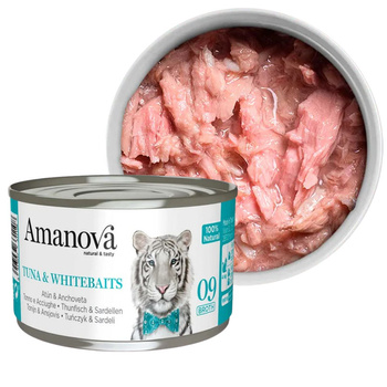 AMANOVA 09 MOKRA KARMA DLA KOTA TUŃCZYK ANCHOIS W BULIONIE 70g