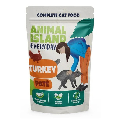 ANIMAL ISLAND EVERYDAY MOKRA KARMA DLA KOTA INDYK I WOŁOWINA PASZTET MIX SMAKÓW SASZETKI 8x100g