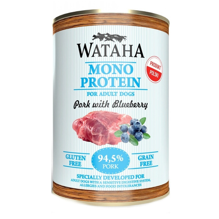 WATAHA MONO PUSZKA KARMA DLA PSA 94,5% WIEPRZOWINA BORÓWKA 12x400g