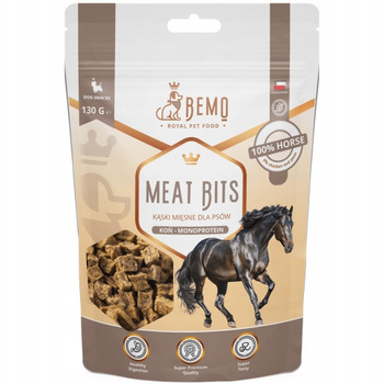 BEMO MEAT BITS PÓŁMIĘKKIE MIĘSNE KĄSKI PRZYSMAKI DLA PSA Z KONINY 130g