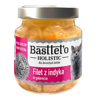 BASTTETO HOLISTIC MONOPROTEINOWA KARMA DLA KOTA FILET Z INDYKA W GALARECIE 130g