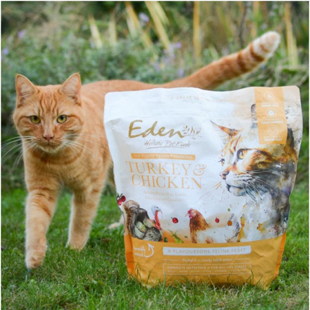  EDEN KARMA SUCHA PEŁNOPORCJOWA DLA KOTA DOROSŁEGO SENIORÓW KOCIĄT INDYK I KURCZAK 1,5kg