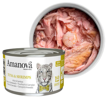 AMANOVA 12 MOKRA KARMA DLA KOTA TUŃCZYK KREWETKI W BULIONIE 70g