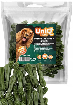 UNIQ PETS SZCZOTECZKI MIĘTOWE DENTYSTYCZNY PRZYSMAK SMAKOŁYK DLA PSA 500g