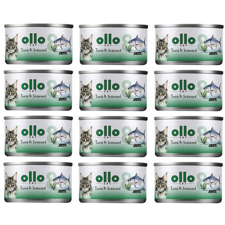  OLLO nr8 MOKRA KARMA W PUSZCE DLA KOTA KOCIĄT NATURALNA TUŃCZYK I WODOROSTY 12x70g