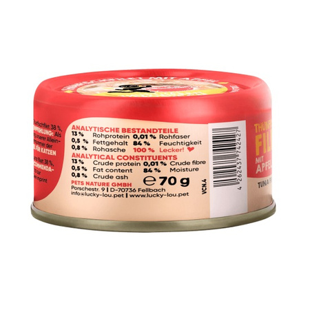 LUCKY LOU EXTRAFOOD KARMA DLA KOTA PRZYSMAK TUŃCZYK JABŁKO W BULIONIE 70g