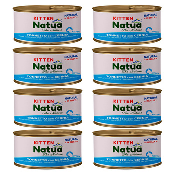 KARMA MOKRA W PUSZCE DLA KOCIĄT NATURALNA NATUA KITTEN TUŃCZYK Z GRANIKIEM W GALARETCE 8x85g