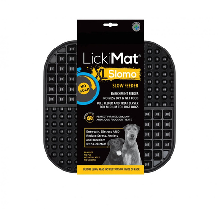 MATA TACKA DO LIZANIA DLA PSA KOTA ANTYSTRESOWA SPOWALNIAJĄCA JEDZENIE LICKIMAT SLOMO XL CZARNA 30x30cm
