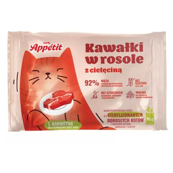 COMFY APPETIT MOKRA KARMA DLA KOTA STERYLIZOWANEGO SASZETKI CIELĘCINA W ROSOLE 4x85g