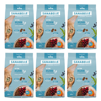 SANABELLE KITTEN KOMPLETNA SUCHA KARMA DLA KOCIĄT KOTEK KARMIĄCYCH 6x400g