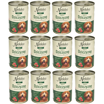 NEKKO MOKRA KARMA DLA PSA ADULT DZICZYZNA ŻURAWINA ROZMARYN 12x400g