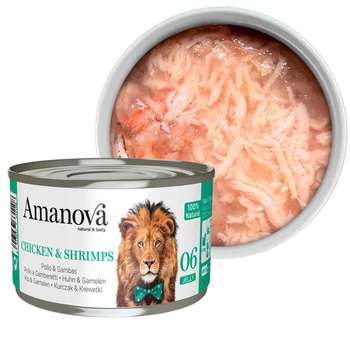 AMANOVA 06 MOKRA KARMA DLA KOTA KURCZAK KREWETKA W GALARECIE 70g