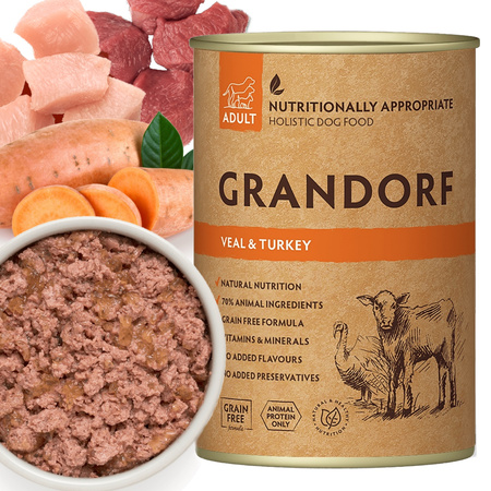 GRANDORF VEAL TURKEY CIELĘCINA INDYK MOKRA KARMA W PUSZCE DLA PSA 6x400g