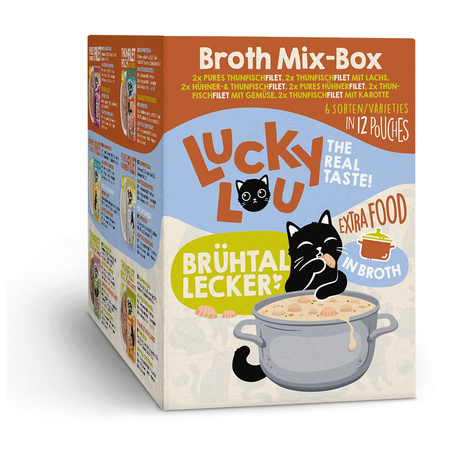 LUCKY LOU EXTRAFOOD KARMA DLA KOTA PRZYSMAK POLEWA MIX SMAKÓW W BULIONIE 12x70g