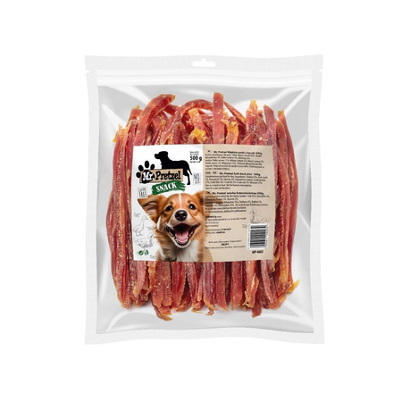 MR PRETZEL PRZYSMAK DLA PSA MIĘSNY MIĘKKIE PASKI Z KACZKI 500g