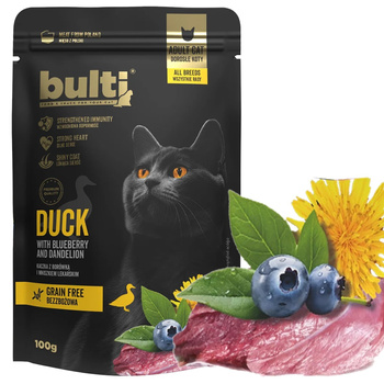 BULTI SUPERFOOD MOKRA KARMA DLA KOTA KACZKA BORÓWKA MNISZEK 100g