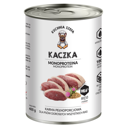 KUCHNIA SZEFA MOKRA KARMA DLA PSA MONOPROTEINOWA KACZKA 4x400g