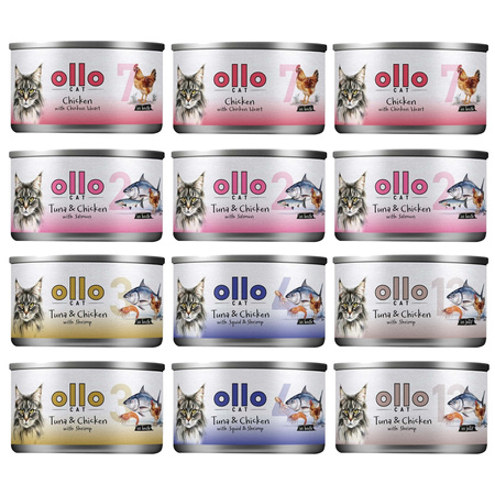 OLLO MOKRA KARMA W PUSZCE DLA KOTA KOCIĄT NATURALNA MIX SMAKÓW 12x70g