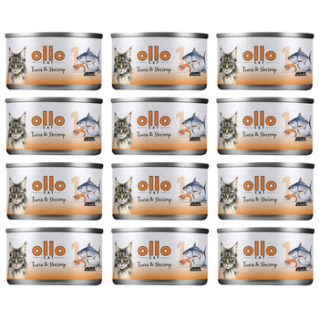 OLLO nr1 MOKRA KARMA W PUSZCE DLA KOTA KOCIĄT NATURALNA TUŃCZYK I KREWETKI 12x70g