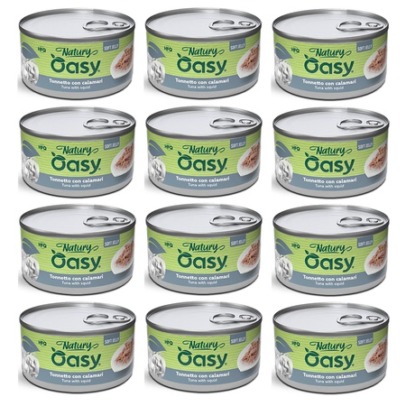 MOKRA KARMA DLA KOTA OASY NATURY SOFT JELLY TUŃCZYK Z KALMARAMI 12x150g