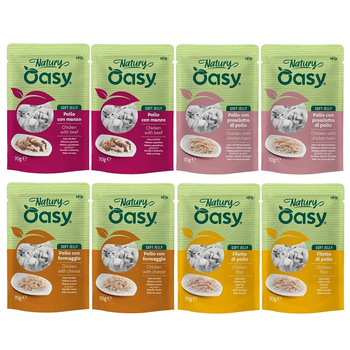 MOKRA KARMA DLA KOTA OASY NATURY SOFT JELLY MIX SMAKÓW Z KURCZAKIEM 8x70g
