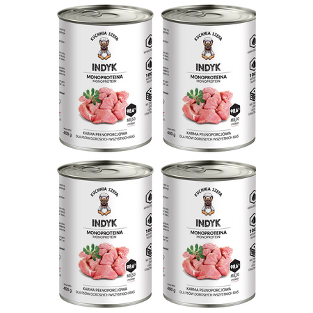  KUCHNIA SZEFA MOKRA KARMA DLA PSA MONOPROTEINOWA INDYK 4x400g