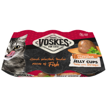 PRZYSMAK PRZEKĄSKA DLA KOTA VOSKES JELLY CUPS TUNA & PRAWN TUŃCZYK KREWETKI 6x25g
